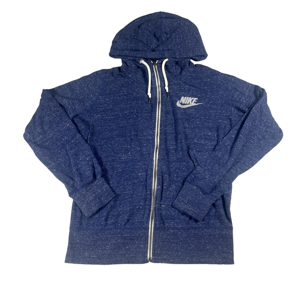 Nike Sportswear Womens M Blue Full Zip Hoodie Sweatshirt Logo Heathered